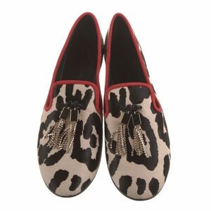 Giuseppe Zanotti Leopard Print Loafers with Crystal Tassels